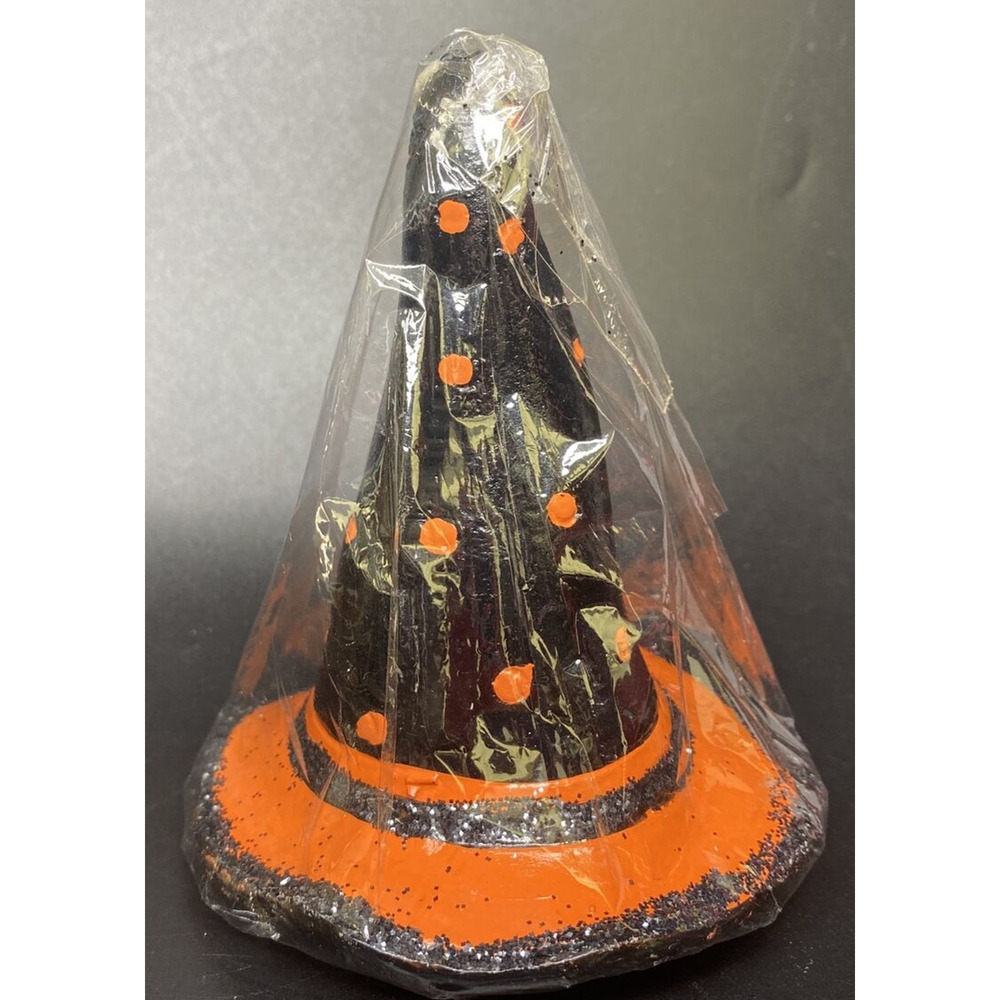 Vintage Halloween Witch Hat Candle Walmart Brand 5" Glitter New RARE SKU H24